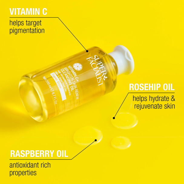 Super Facialist Face Cleanser Oil – Facial Wash & Waterproof Makeup Remover with Vitamin C Gentle Cleansing Oil for Women Suitable for All Skin Types 6.8 oz