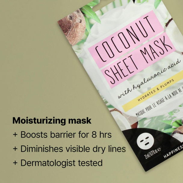 Oh K! Sheet Mask - Coconut - Moisturizing Face Mask - Hydrating Face Sheets - Rich in Hyaluronic Acid Peach Extract - Korean Skincare - 1 Pc