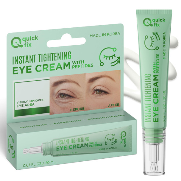 Quick Fix Peptides Instant Eye Tightener – Firms & Smooths – Hydrating Under Eye Cream for Dark Circles – Dermatologist Tested Anti-Aging Korean Skin Care – Cruelty-Free Clean Beauty – .67 Fl Oz