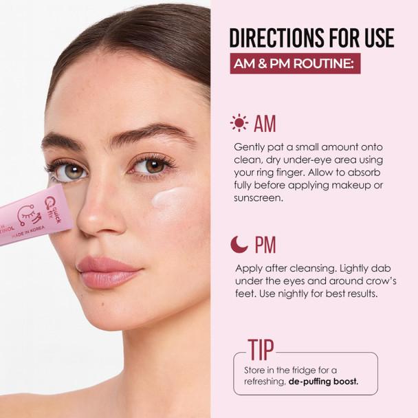 Quick Fix Retinol Instant Eye Tightener Cream – Reduces Wrinkles Dark Circles & Puffiness – Dermatologist Tested Anti-Aging Korean Skin Care – Clean Beauty Cruelty-Free Vegan – .67 Fl Oz