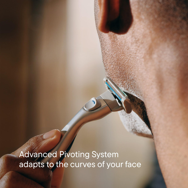 HARRY'S PLUS: Shaving Kit for Men - Gift Box with Premium Handle 5 Razor Blade Cartridges 2 oz Foaming Shave Gel & Travel Cover Advanced Pivoting System - Tide