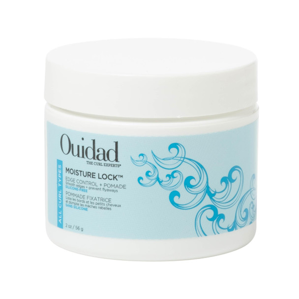 Ouidad Moisture Lock Edge Control + Pomade - 2 oz Hair Styling Pomade with Flaxseed Oil Marshmallow Root Extract Biotin & Aloe Provides Strong Hold & Generous Shine All Curl Types