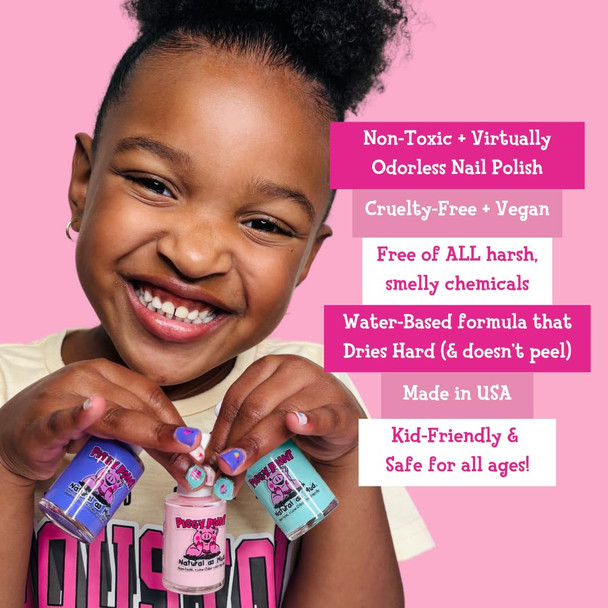 Piggy Paint | 100% Non-Toxic Girls Nail Polish | Safe Cruelty-free Vegan & Low Odor for Kids | Sea-quin