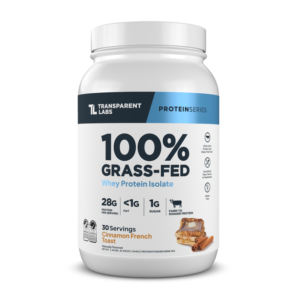 Transparent labs Grass-Fed Whey Protein Isolate - Cinnamon French  Toast - 30 Servings