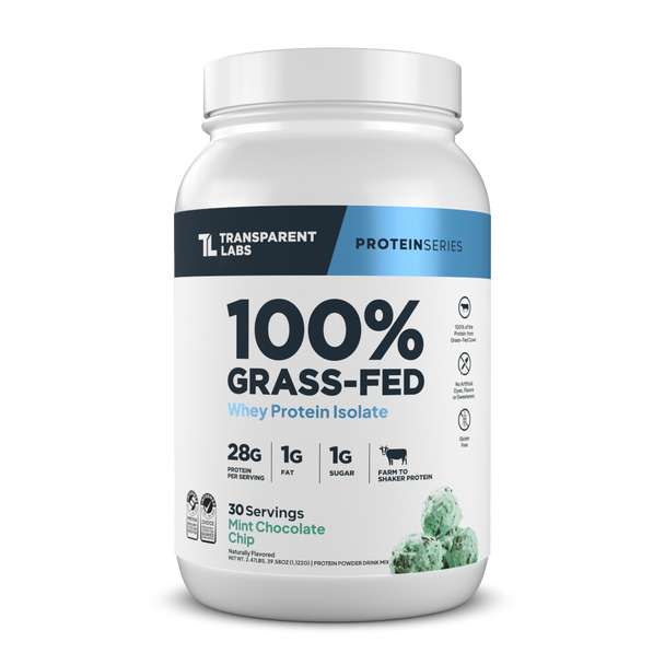 Transparent labs  Grass Fed Whey Protein Isolate  Mint Chocolate  Chip  30 Servings
