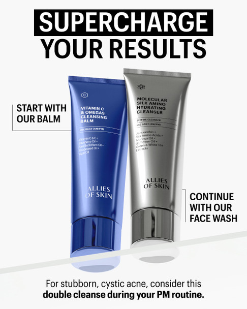 Allies of Skin Vitamin C & Omegas Cleansing Balm | Daily Makeup Remover to Dissolve Waterproof Mascara and SPF | Ophthalmologically Tested for Sensitive Eyes & Skin (3.4 Fl oz)