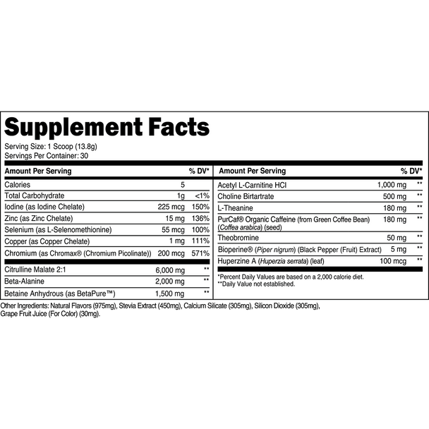 Transparent labs Lean Pre-Workout - Sour Grape - 30 Servings