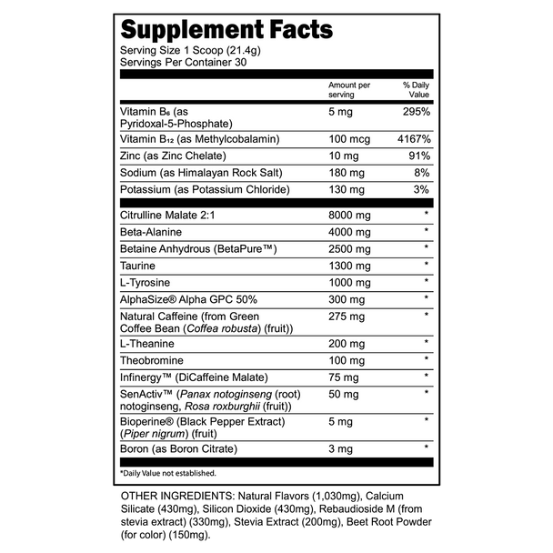 Transparent labs Bulk Black Pre-Workout - Watermelon Peach - 30 Servings