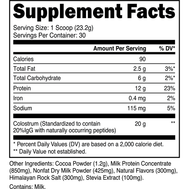 Transparent labs Grass-Fed Colostrum - Chocolate - 30 Servings