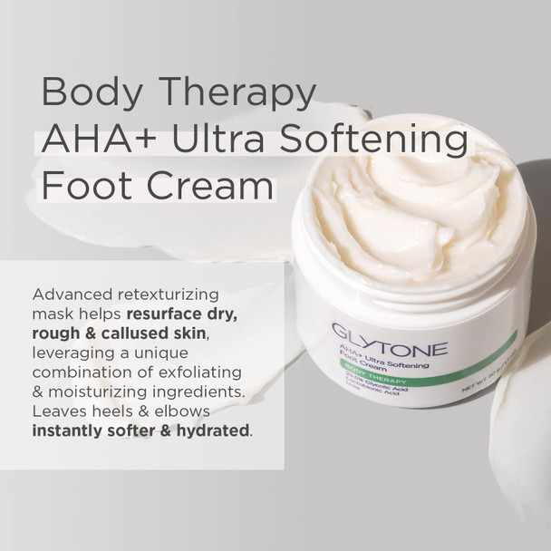 GLYTONE AHA+ Foot Cream for Dry Cracked Heels & Feet | Exfoliate Hydrate & Retexturize Dry Rough Foot with Exfoliating 29.5% Glycolic Acid Moisturizing Lactobionic Acid & Urea - 1.7 Oz