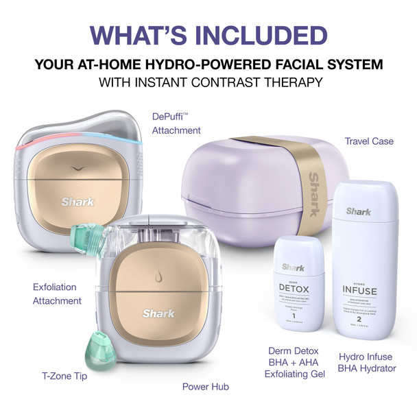 Shark FacialPro Glow at Home Hydro Powered Facial System with DePuffi Hot and  Cold Therapy  Professional Spa Skincare Device for Pore Cleansing Hydration and  Radiant Glow Blue FH320