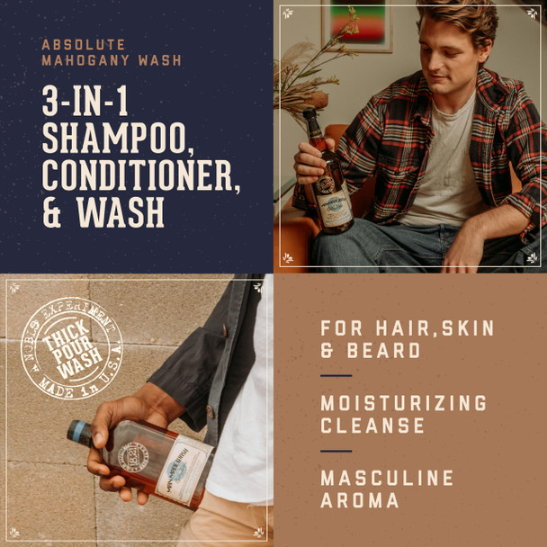 18.21 Man Made 3-in-1 Body Wash Shampoo & Conditioner for Men All Hair & Skin Types Strengthens and Moisturizes in a Manly Aroma 18oz