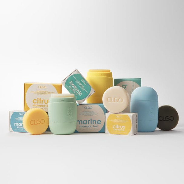 OLGO Marine Shampoo Bar 3.5 oz | Soap-Free Solid Shampoo Bar for Scalp with Cooling | Kelp Sea Grape Charcoal with Biotin | Sustainable & Clean- No Sulfates No Parabens No Phthalates