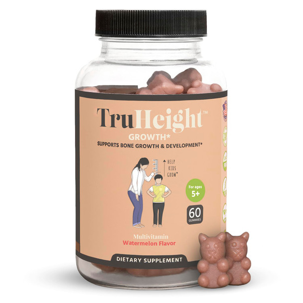 TruHeight Growth Gummies (Watermelon) Tall Nutrition for Natural Growth Supplement for Kids & Teens - Vitamin D K Calcium & Ashwagandha Bone Strength Vitamins D3 K2 Picky Eater Taller Ages 5+