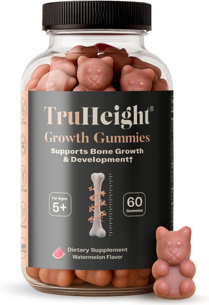 ProHeight TruHeight Growth Gummies (Watermelon) Tall Nutrition for Natural Growth Supplement for Kids & Teens - Vitamin D K Calcium & Ashwagandha Bone Strength Vitamins D3 K2 Picky Eater Taller Ages 5+