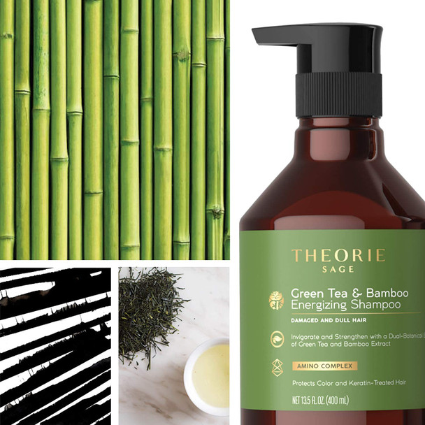 Theorie Green Tea & Bamboo Energizing Conditioner - Irresistible Scent of Green Tea Jasmine Amber & Cypress - For Damaged & Dull Hair - Color & Keratin Safe - 800mL