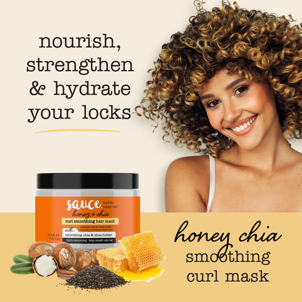 SAUCE BEAUTY Hair Mask Honey Chia Smoothing Curl Mask for Dry Hair (10.5 Fl Oz) Hydrating Anti Frizz Softener with Shea Butter Honey & Chia for Naturally Curly Wavy & Coily Hair Care