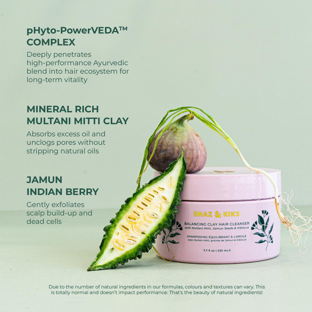 SHAZ & KIKS Balancing Clay Scrub Shampoo | Gently Exfoliate Clarify & Detoxify Scalp | Reduce Hair Shedding & Product Buildup | Indian Clay and Hibiscus | Color-Safe Sulfate-Free Natural | 90ml