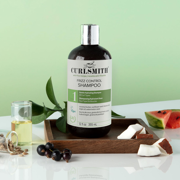 CURLSMITH Frizz Control Shampoo - Frizz-Fighting Shampoo for Curls Removes Build-Up For All Curl Types Vegan & Cruelty Free (12 oz)