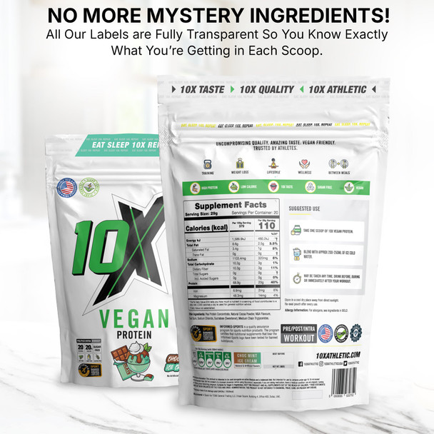 10X Athletic 10X VEGAN PROTEIN -  Choco Mint Ice Cream - 20 Servings