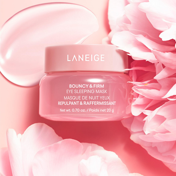 LANEIGE Bouncy & Firm Eye Sleeping Mask: Depuff and Firm with Peony & Collagen Complex Ceramide & 5D Hyaluronic Acid