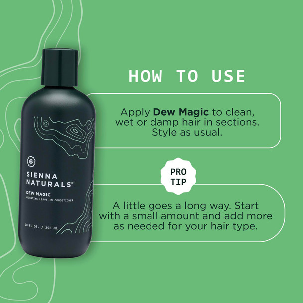 Sienna Naturals - Dew Magic Leave-In Conditioner - Anti Frizz - Lightweight Hydration - Strengthens Softens & Protects w/Baobab & Coconut Oil - Vegan - Great for Curly Hair - 11oz