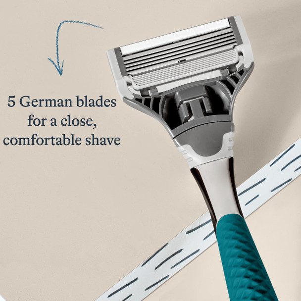 Harry's Razors for Men - Winston Chrome Razor Handle 1 Handle and 1 Razor Blade Refill (German-Engineered Blades with Lubricating Strip and Precision Trimmer)