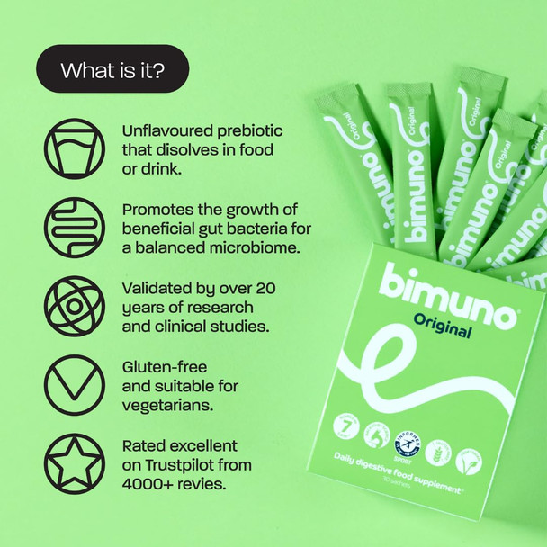 BIMUNO Prebiotic Fibre Supplement for Gut Health | High-Fibre Tasteless Soluble Powder | Supports Digestive Function | Suitable for Vegetarians | 30-Day Supply