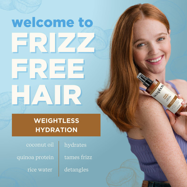 Soapbox Mane Tamer Leave-In Conditioner Spray to Tame Frizz Smooth Fly Aways Hydrate Add Shine & Detangle Dry Damaged Hair Paraben Free Vegan (8oz)