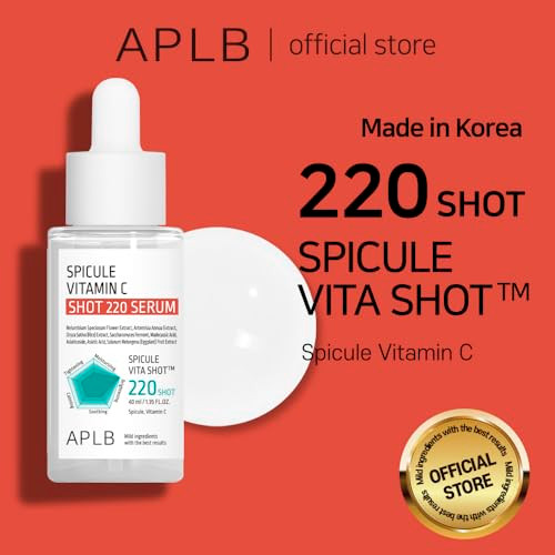 APLB Spicule Vitamin C Shot 220 Serum  SPICULE VITA SHOT 220 1.35 FL.OZ/Korean Skincare Gentle Exfoliation Dark Spots Long lasting hydration Revitalize for gentle and improve skin texture