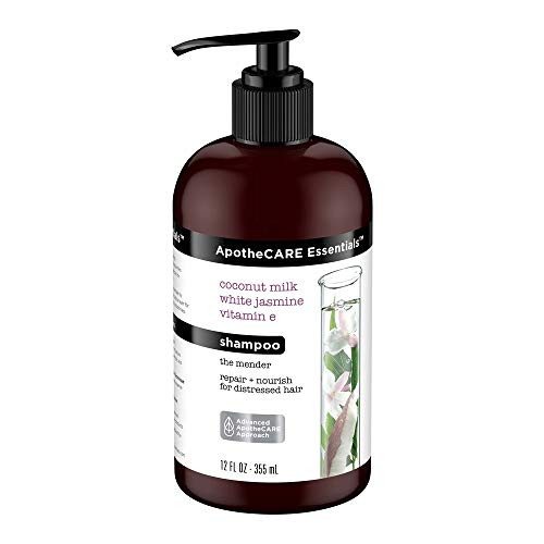 ApotheCARE Essentials The Mender Damaged Hair Repair Shampoo Coconut Milk White Jasmine Vitamin E 12 Ounce