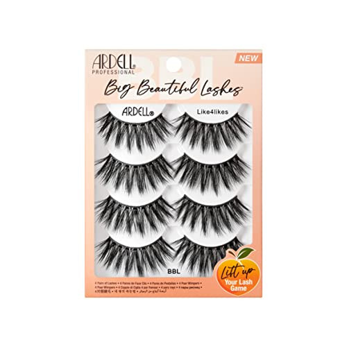 Ardell Big Beautiful Lashes BBL Hottie - Voluminous False Eyelashes with Fluffy Texture for Dramatic Eye Looks 4 Pairs