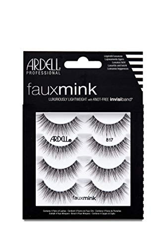 Ardell Faux Mink Lashes 817 – Lightweight Knot- Invisiband Eyelashes for Natural Glam 4 Pairs 1 Pack