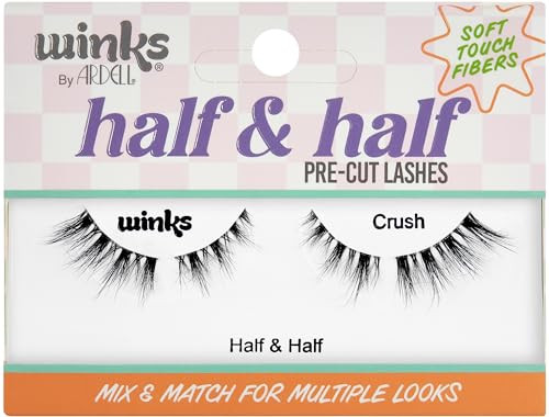 Ardell Winks Half & Half Pre-Cut Lashes Dream False Eyelashes DIY Lash Cluster for Cat Eye Look Wispy Strip 1-Pack
