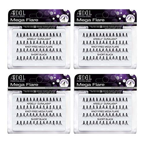 Ardell Individual Lashes Mega Flare - Medium Black Natural Look False Eyelashes DIY Lash Clusters Eyelash Extensions 4 Pack