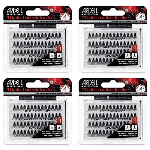 Ardell Triple Individual Lashes - Long Black Knot- Eyelash Extensions Volumizing DIY Lash Clusters for Fuller Lash Enhancement 4 Pack