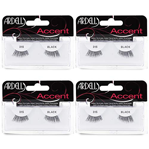 Ardell Accent Half Lashes 318 - Short Wispy Natural Looking Cat Eye Half Lashes for Everyday Wear 4 Pack