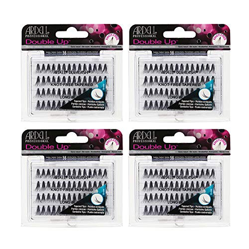 Ardell Individual Lashes False Eyelashes Double Up Soft Touch - Long Black DIY Lash Clusters Reusable Eyelash Extensions 4 Pack