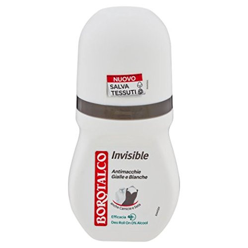 Borotalco:"Invisible" Anti-Stain Deodorant 1.69 Fluid Ounces (50ml) Deo Roll On (Pack of 2) [ Italian Import ]