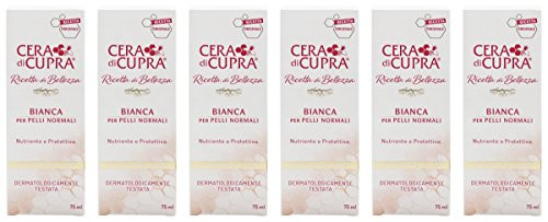 Cera di Cupra "Bianca per Pelli Normali" Cream for Normal Skin Anti-age Formula - 2.5 Fluid Ounces (75ml) Tubes (Pack of 6) [ Italian Import ]