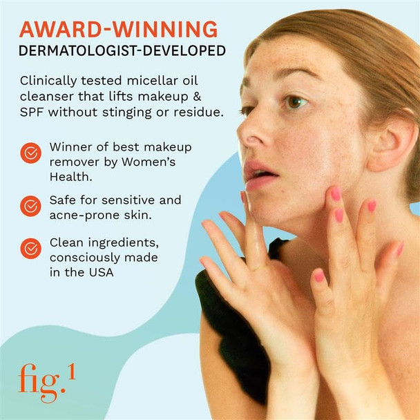 Fig.1 Hero Duo - Micellar Oil Cleanser Makeup Remover + Ceramide Moisturizer  2-Step Routine to Cleanse Hydrate & Strengthen Skin Barrier  Dermatologist Developed Vegan Refillable