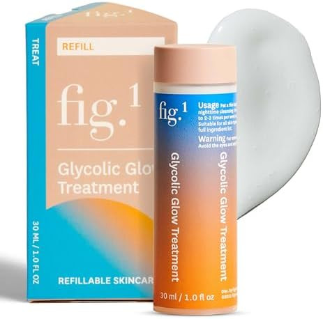 Fig.1 Glycolic Glow Treatment Refill – 4% Glycolic Acid Face Exfoliant Smoothing Emulsion for Radiant Skin Hydrating PHA & Squalane Vegan 30 ml
