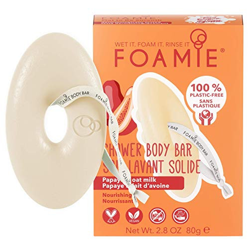 Foamie 2-in-1 Natural Body Bar Soap- Body Wash Women & Men for Smooth Skin Oatmeal Vegan Body Wash Refreshing Body Wash for Dry Skin with Papaya & Oat Milk Sulfate  Body Wash