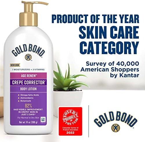 Gold Bond Age Re Crepe Corrector Body Lotion Replenishing & Smoothing Formula 14 oz. & Age Re Retinol Overnight Body & Face Lotion With Retinol & Peptide Complex 13 oz.