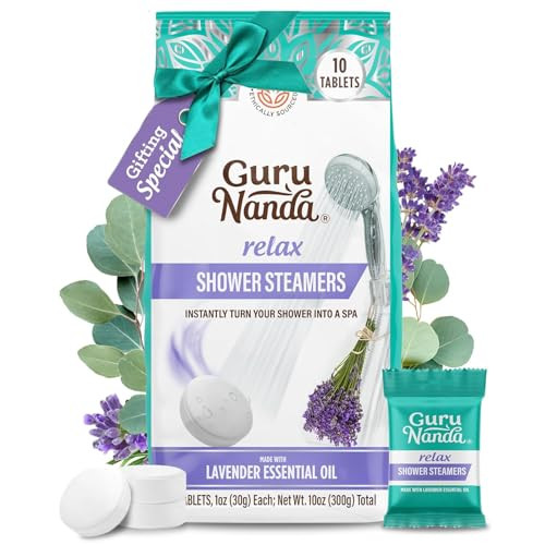 GuruNanda Uplift Shower Steamers for Aromatherapy (10 Pack) Relaxation s for Women & Men with Essential Oils Stress Relief Home Spa & Self Care