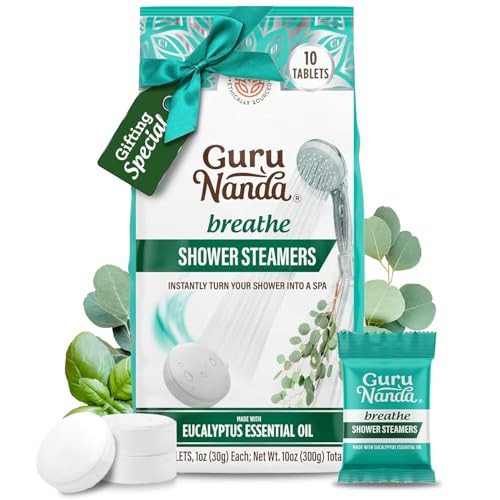 GuruNanda Uplift Shower Steamers for Aromatherapy (10 Pack) Relaxation s for Women & Men with Essential Oils Stress Relief Home Spa & Self Care