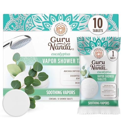 GuruNanda Eucalyptus Vapor Shower Tablets Clean-Dissolving Aromatherapy Shower Steamers with Eucalyptus & Menthol Promotes Relaxation Ideal for ing 30 Count