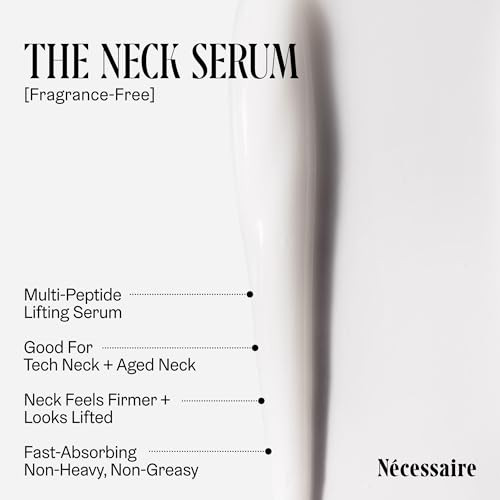 Nécessaire The Neck Serum. Fragrance-. 5 Peptides for Tech + Aged Neck. Skin Feels Firm Looks Lifted. Hypoallergenic. Dermatologist-Tested. 50 ml