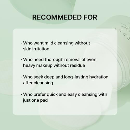 NEEDLY NEEDLY Mild Cleansing Pad Makeup Remover for Sensitive Skin Triple Deep Cleansing Barrier Care with Only Two Surfactants & Panthenol Extra-Large Soft Vegan Pad Korean Skincare