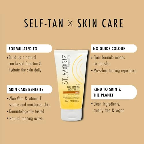 ST. MORIZ Professional Daily Face Tanning Moisturiser with Aloe Vera & Vitamin E Gradual Vegan Fake Tan Medium (75ml)